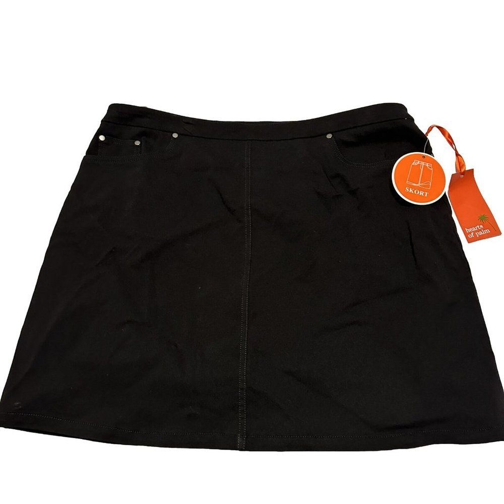 NWT Hearts Of Palms Ladies 16 Tennis Golf Pickleball skort stretch Black Pull On
